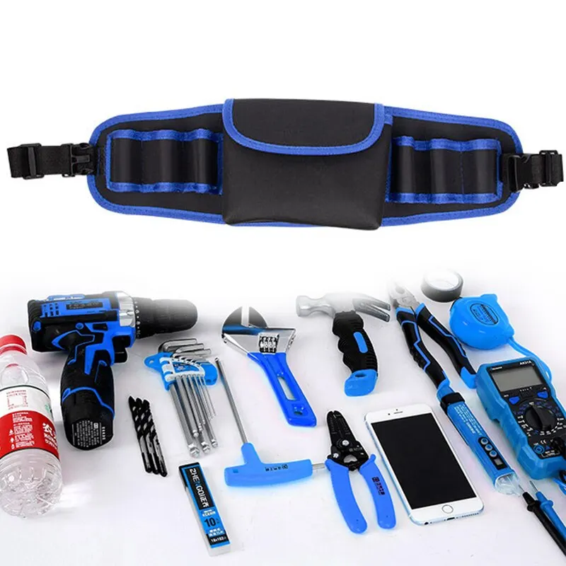 Portable Repair Hand Tool Bag Blue Electrician Carpenter Waist Pouch Oxford Cloth Multifunctional Pocket With Adjustable Belt