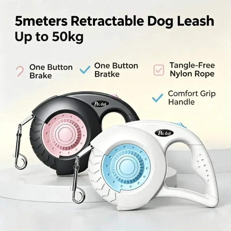 5 Meters Automatic Telescopic Leashes Traction Rope for Pet Dogs Is Suitable Walking Free Hands Rope Chain for Small Large Dog