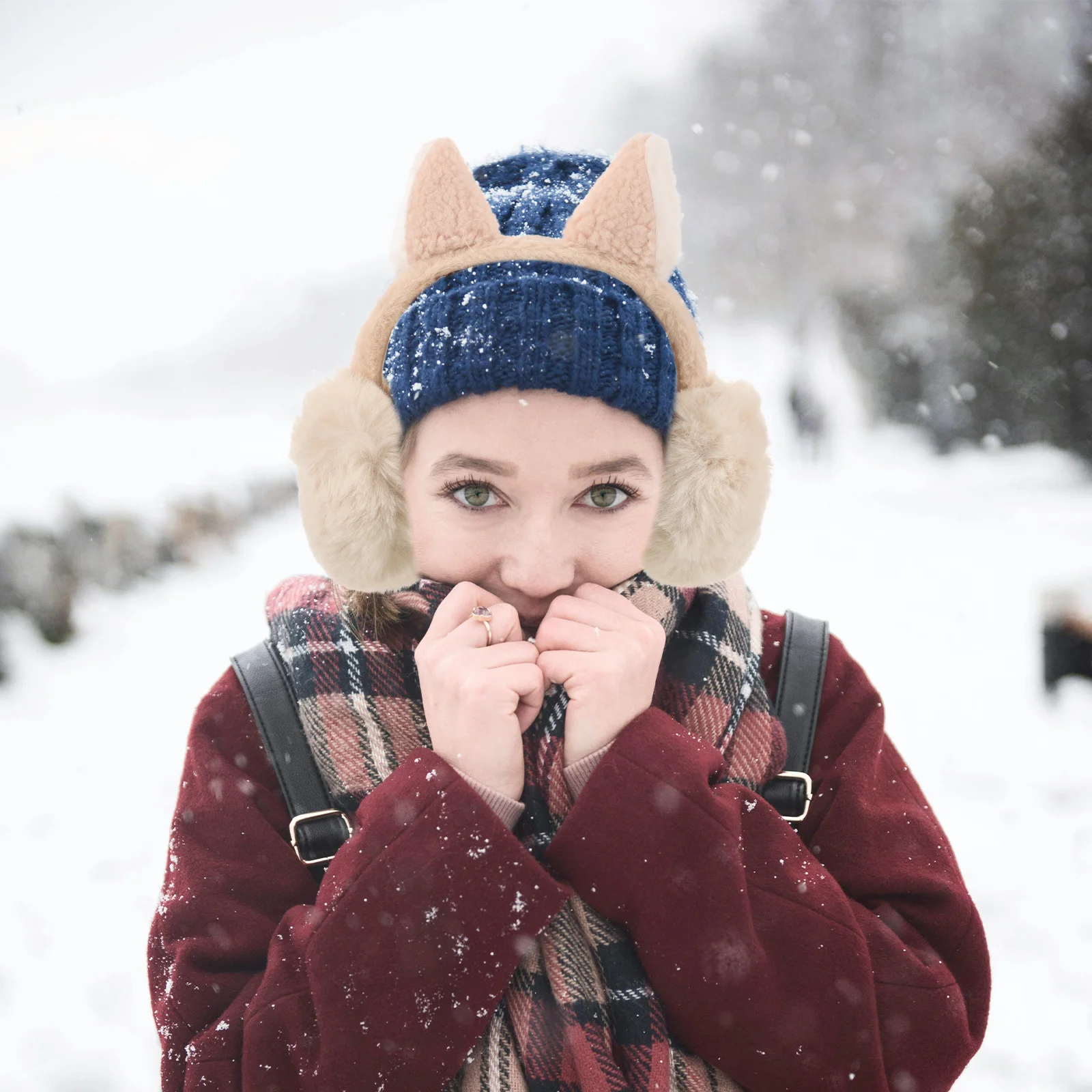 واقيات أذن للنساء للشتاء، واقيات أذن دافئة، ناعمة ومريحة، أنيقة للمشي والجري والتنقل في البرد #1