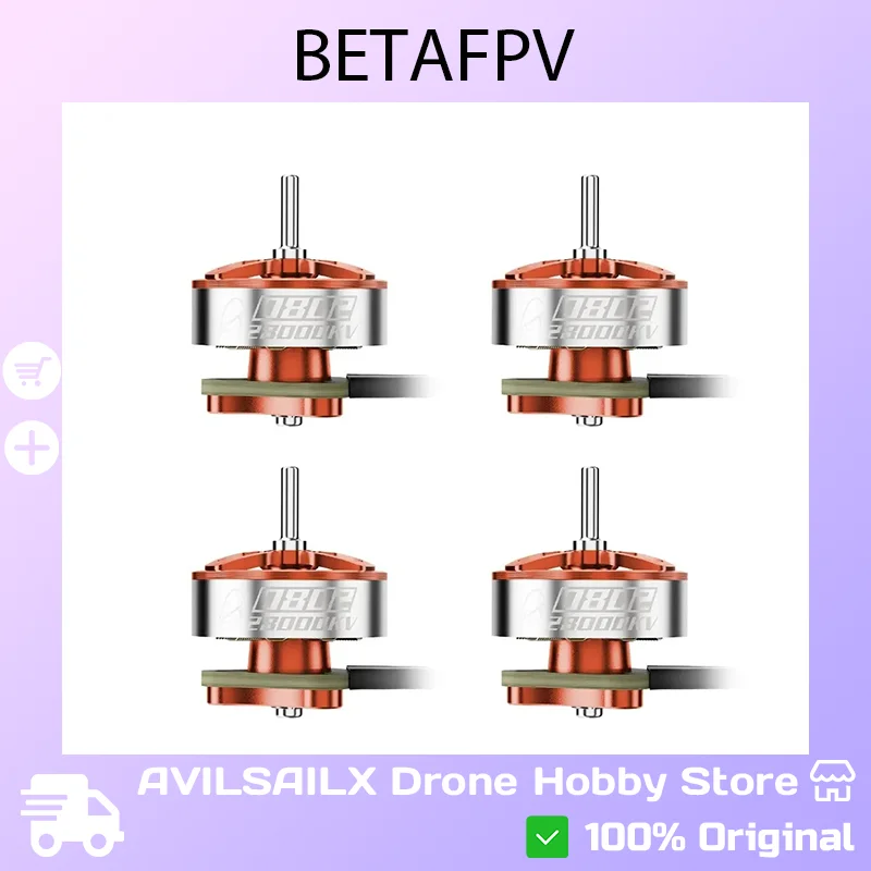 

4 шт. Бесколлекторные моторы BETAFPV 0802II 22000KV 25000KV 28000KV высокоскоростные для FPV-дронов Tiny Whoop, гоночных и фристайл-дронов