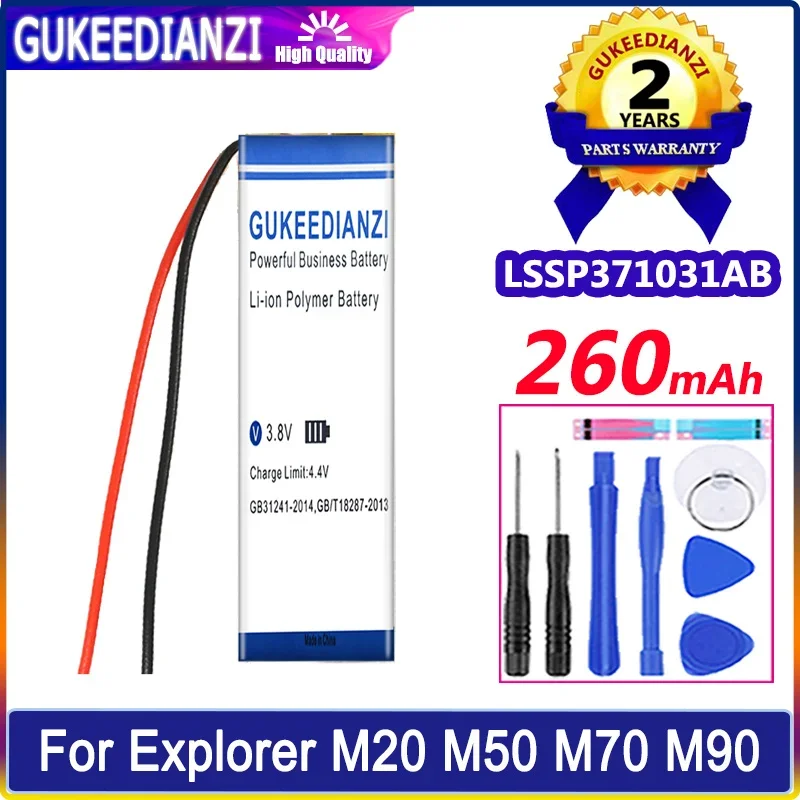 GUKEEDIANZI Battery LSSP371031AB 260mAh For Explorer 80 500 M20 M50 M70 M90 E10 E80 Bluetooth Headset Bateria