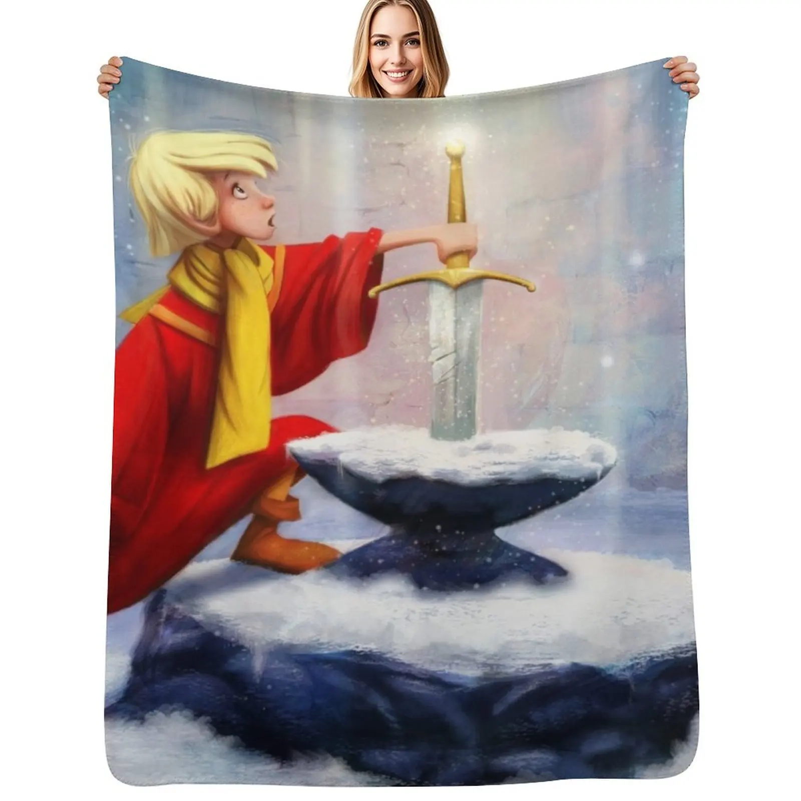 Sword in the Stone Throw Blanket Warm Throw Blanket Gift for Anniversary