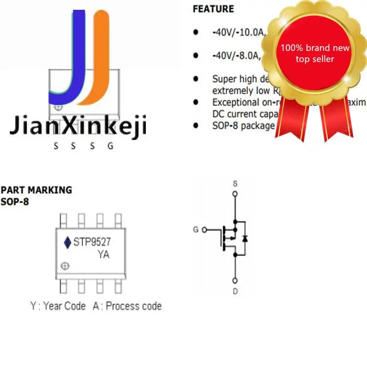 20pcs 100% orginal new STP9527 SMD SOP-8 P channel 40V 10A MOS field effect tube in stock