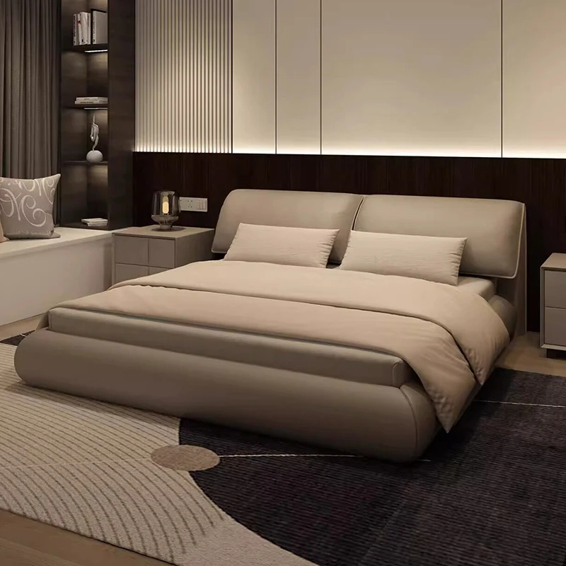 

Leather Simple Bed Bedroom Frame Double Luxury Modern Floor Full Design Massage Bed Sleeping European Cama Unique Furniture