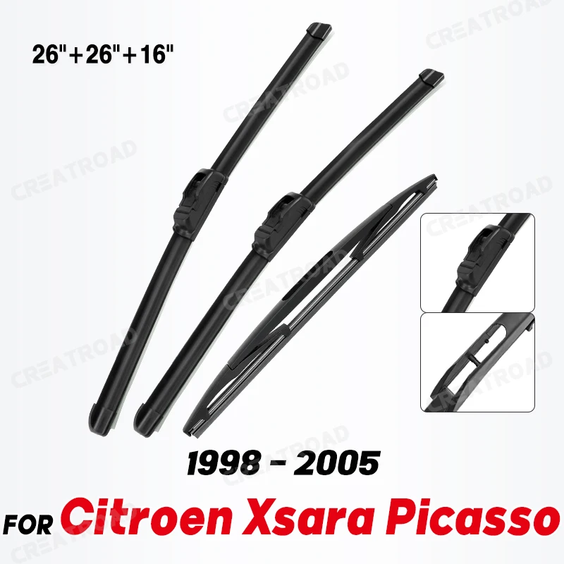  Wiper Front & Rear Wiper Blades Set For Citroen Xsara Picasso 1998 - 2005 Windshield Windscreen Window Brush 26\