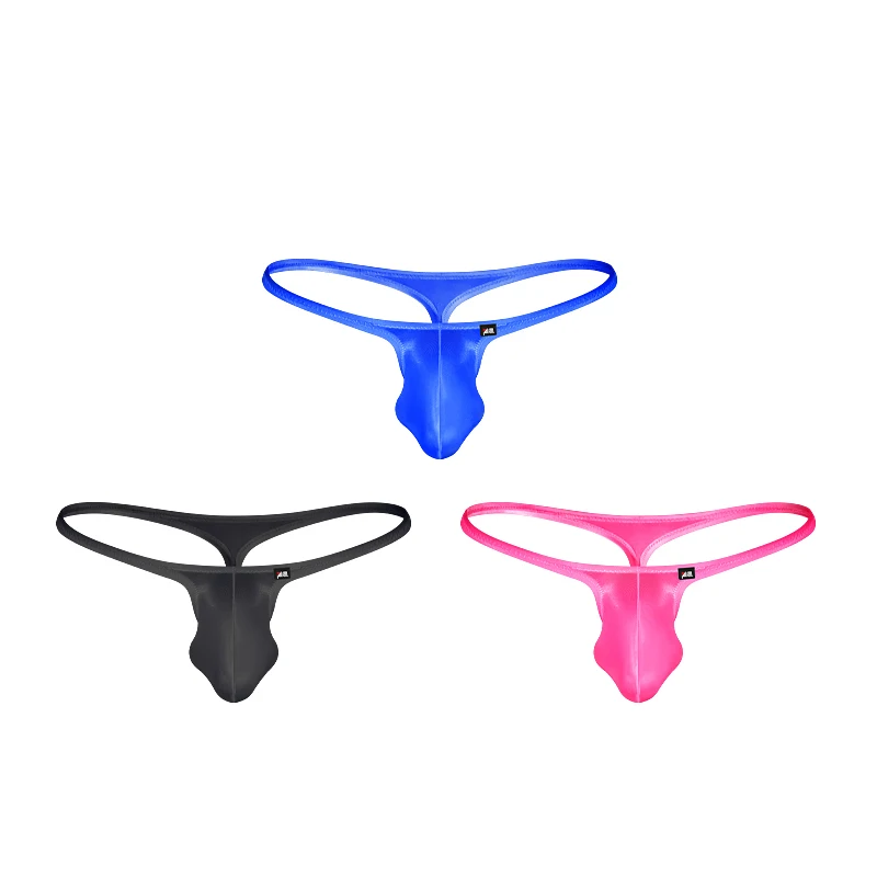 3PCS Men's Underwear Japanese Style Ultra-Thin Ice Silk Thong Low Waist Elastic Comfortable T-Back