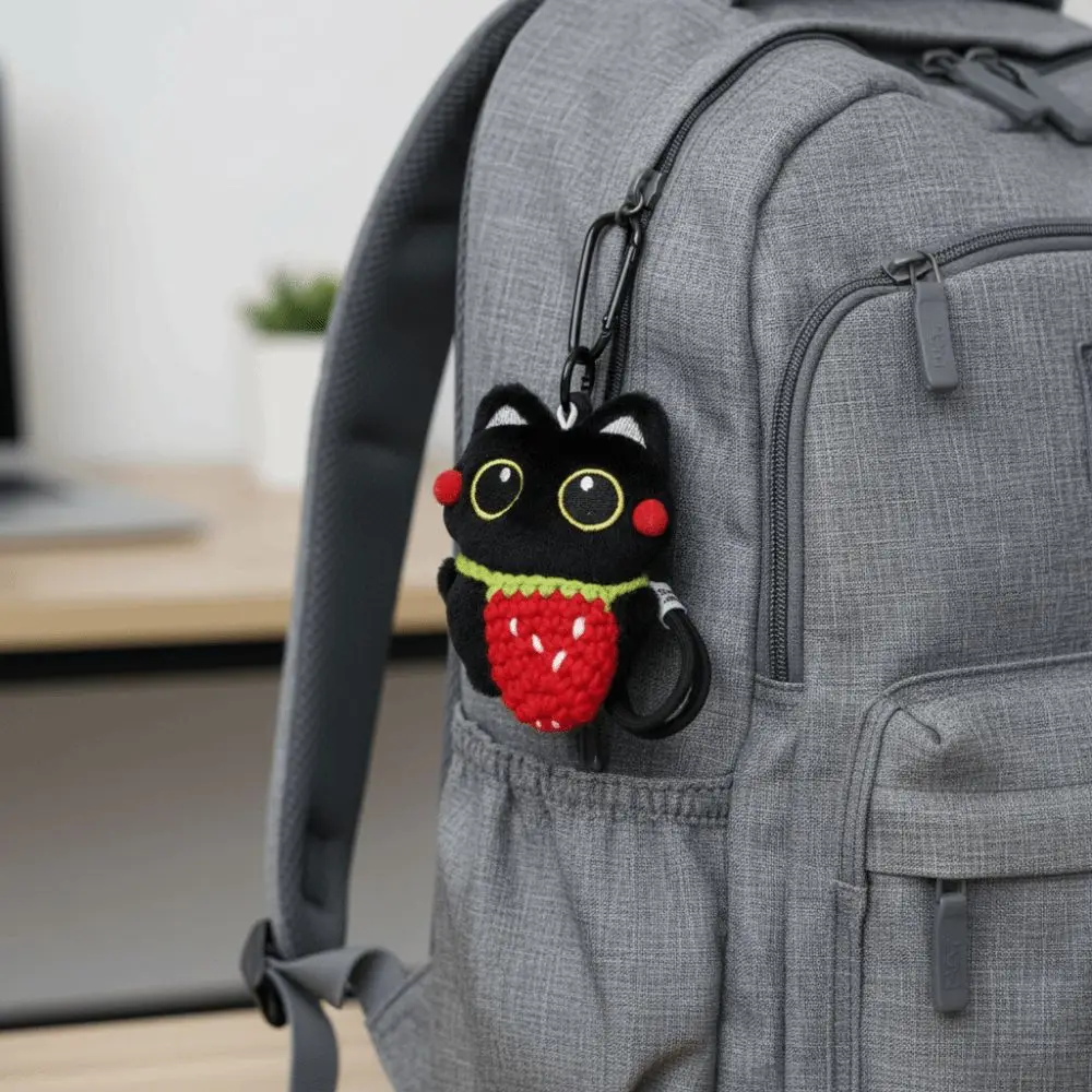 Novo gato preto chaveiro dos desenhos animados gatinho bonito macio pingente carro chaveiro saco acessórios