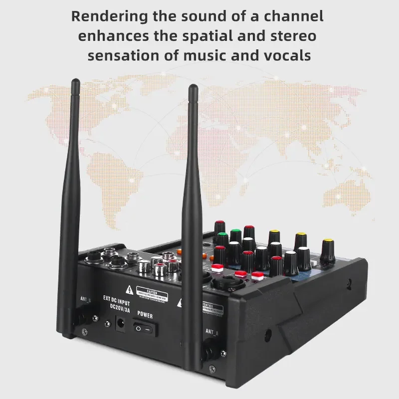KAIKA G4-M2-2 Small Mixer With Wireless Microphone Integrated Computer Sound Card Guitar USB 4-channel Audio Mixer