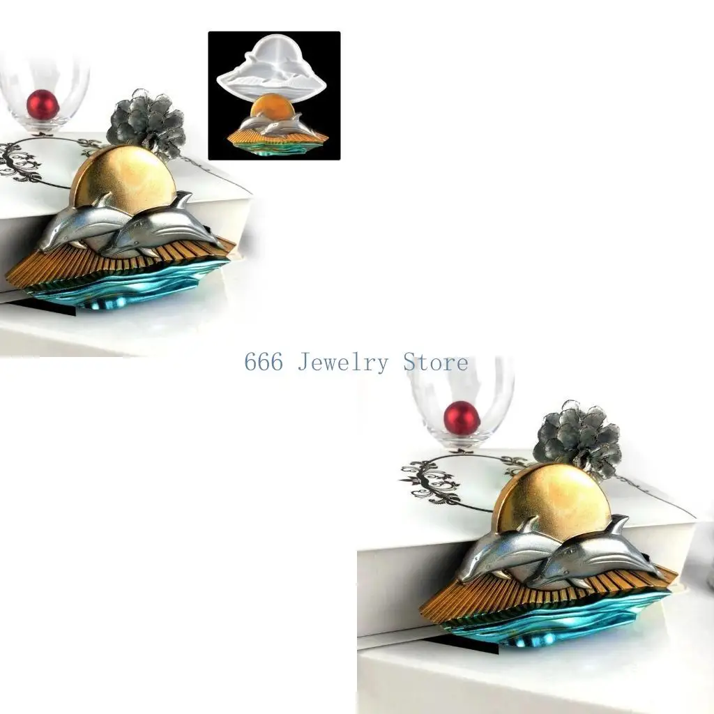 

F2TD Sun Dolphin Resin Mold Semi-stereoscopic Silicone Molds Epoxy Casting Mould for Wall Hanging Mount Decor DIY Crafts