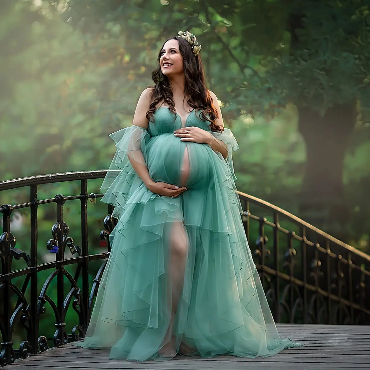 

Линда зеленые платья для беременных трапециевидной формы милые плиссированные платья для выпускного вечера для женщин иллюзия тюль индивидуальные платья для детского душа