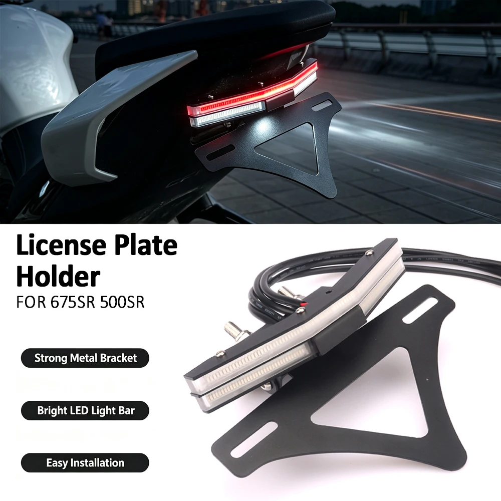 New For CFMOTO 675SR 675 SR 500SR 500 SR Motorcycle Rear License Plate Holder Bracket Tail Tidy Fender Eliminator Black