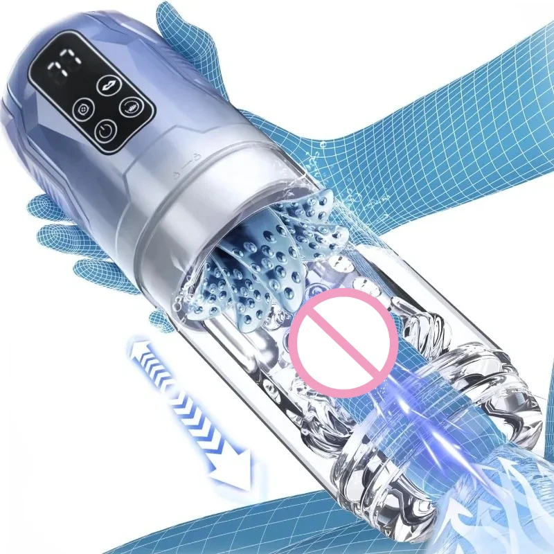 Male Masturbator Penis Pump Male Sex Toys for Men 7 Thrusting Rotating Vibrating Sucking LCD Adult Toys Pumps & Enlargers