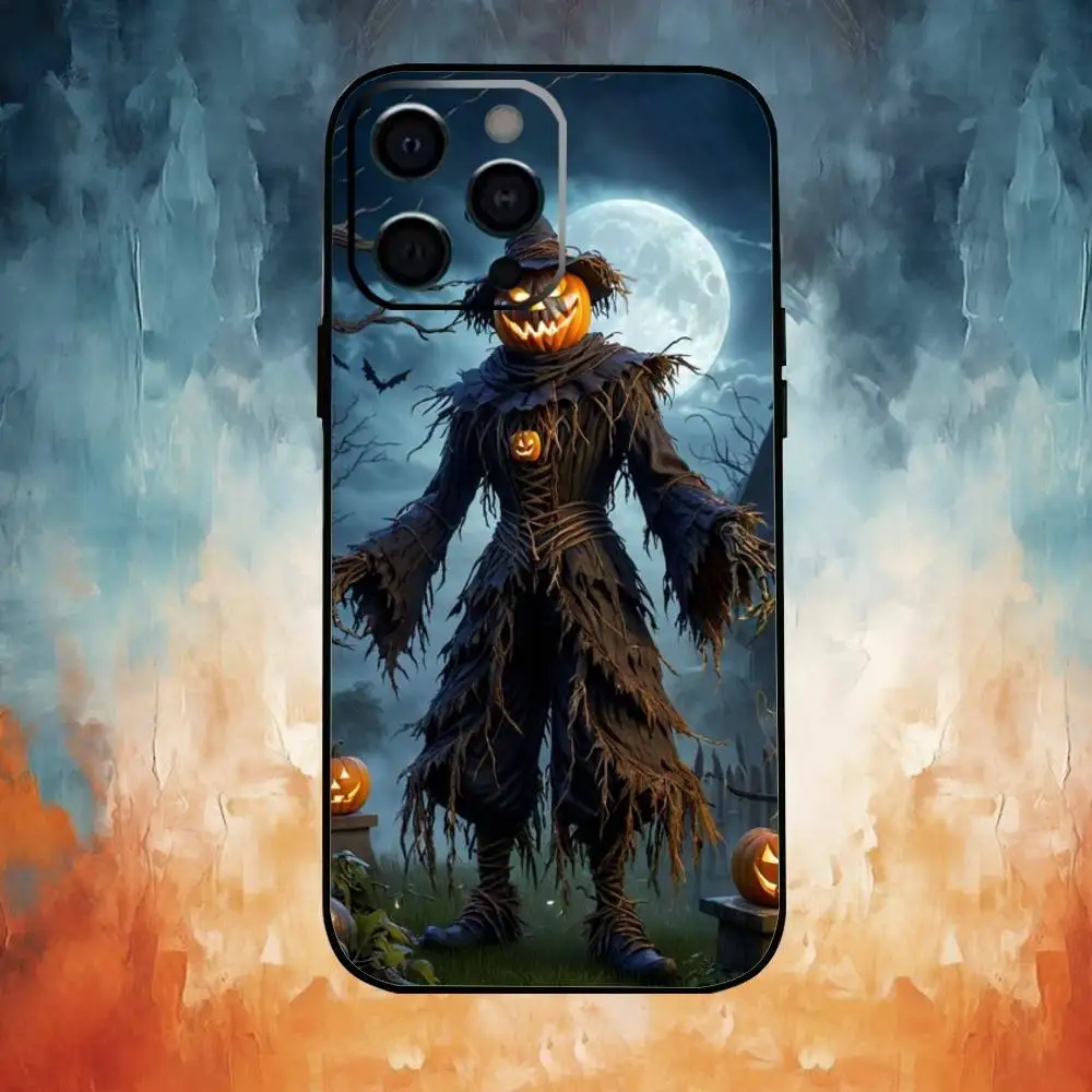 The Pumpkin Phone Case For iPhone17,16,15,14,13,12,11 Plus,Pro Max Soft Black Cover