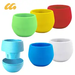 Mini Flower Pots Colourful Round Plastic Plant Flower Pot Garden Home Office Decor Plastic Planter Nursery Pots Succulents Pot