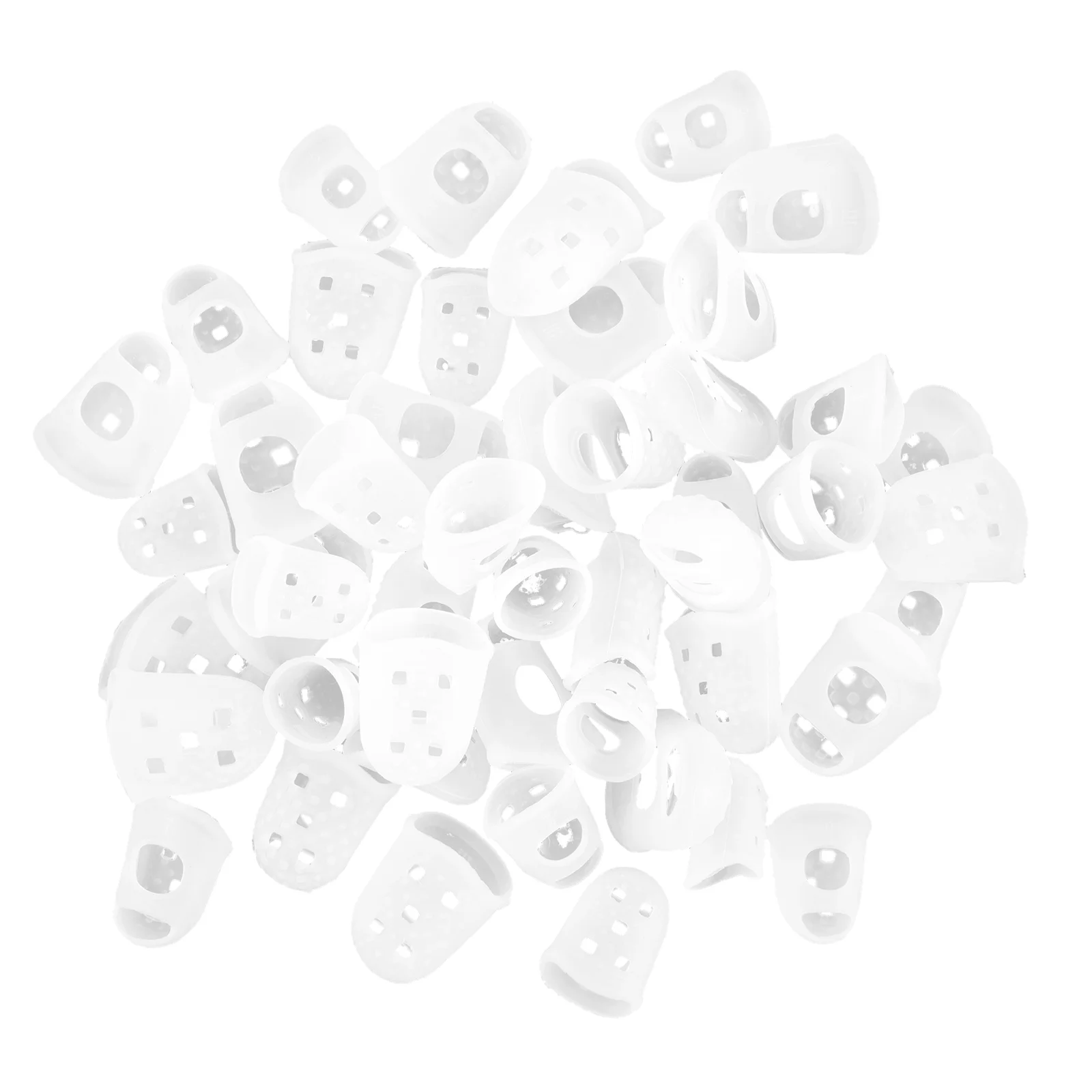 50 Pcs Guitar Finger Cots Bass Covers for Thumb Fingertip Protectors Silica Gel Silicone Pick