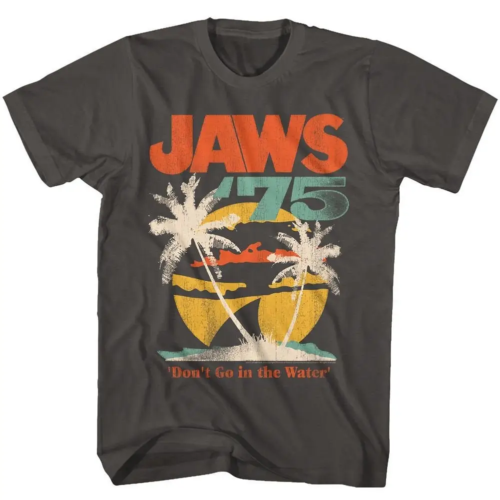 Jaws 1975 Don't Go In The Water Charcoal Gray T Shirt