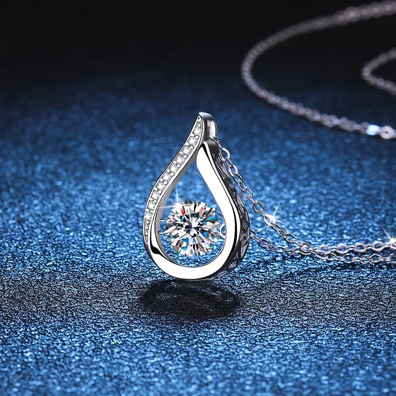 100% 1 Carat Moissanite Pendant Necklace for Women Party 925 Sterling Silver Diamond Neck Chain Necklaces Fine Jewelry Gift
