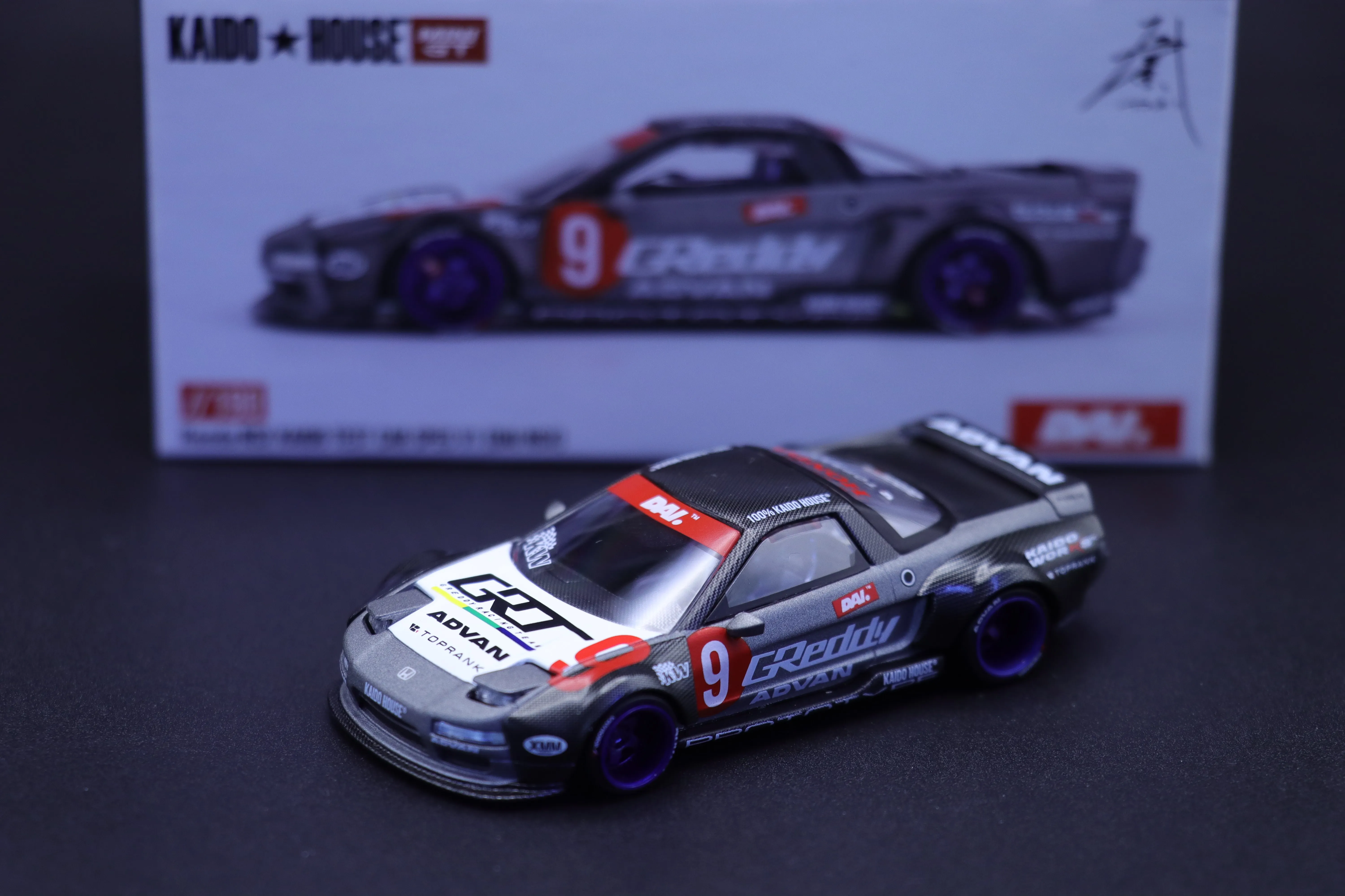 

Kaido House + MINIGT Honda NSX Kaido Test Car Spec V1 China Edition KHMG190-CH Alloy Toys Motor Vehicle Diecast Metal Model