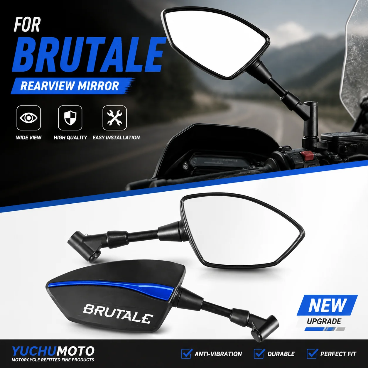 Motorcycle Adjustable Rearview Mirrors Side Mirrors Ball Joint Rustproof Vibratio For MV Agusta F3 675 800 Brutale 800 1000