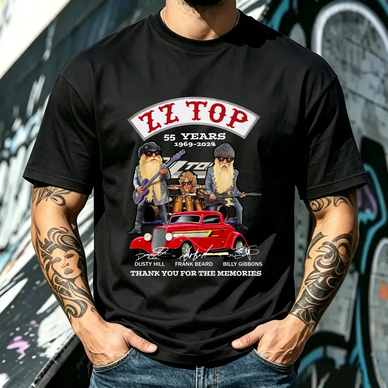 washed T Shirt ZZ Top 55 Years 1969 2024 Thank You For The Memories Fans long or short sleeves vintage Washed Soft homme