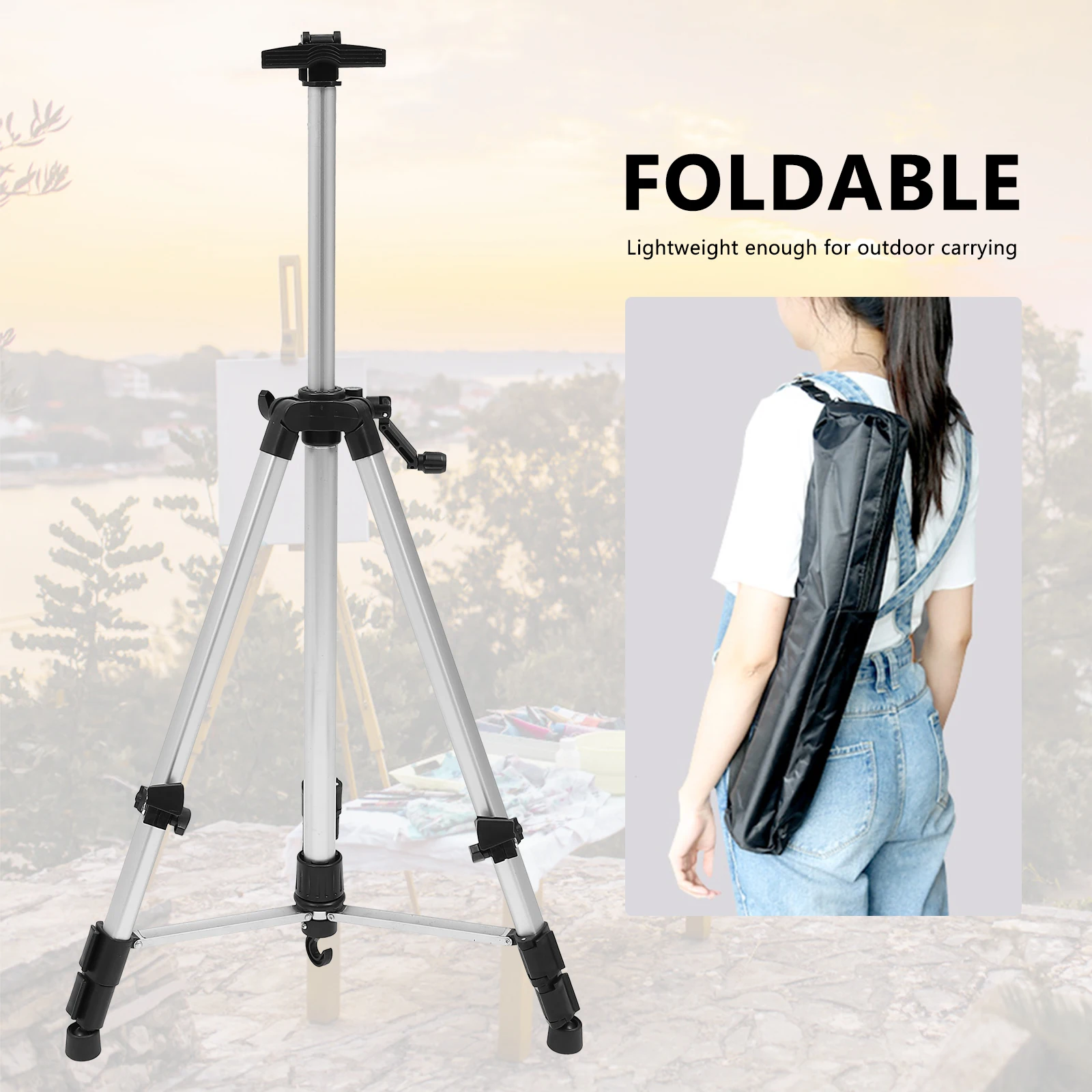 حامل ثلاثي القوائم قابل للتعديل، حامل قماشي قابل للطي محمول لرسم عرض الإعلان، قاعدة ثابتة غير قابلة للانزلاق، حامل قابل للطي