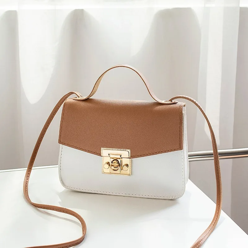 2026 Fashion Color Block Women Bag Sweet Square Drawstring Crossbody Shoulder Bag, Unique Handbag PU Leather Ladies Purse