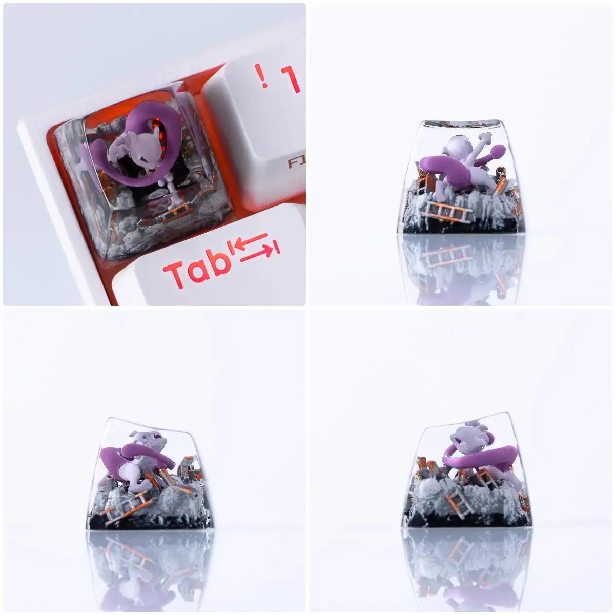 PTCG Pokemon Keycap Mechanical Keyboard Resin Transparent Stereoscopic Keycap  Gyarados Mewtwo Wave 12