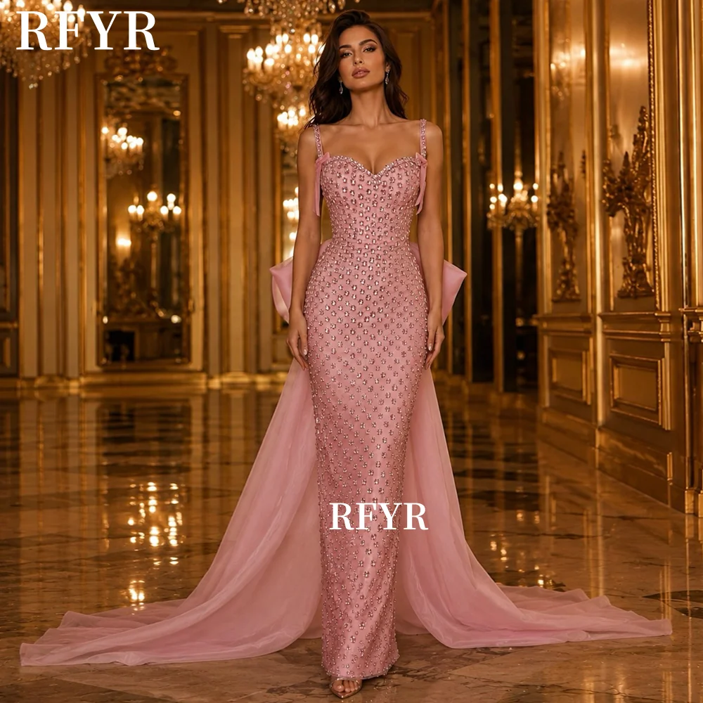 RFYR Beading Prom Dress Crystal Stones Party Dress with Back Train Evening Dress Luxury Gala Dress Princess Vestidos Customized