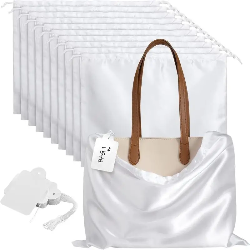 1pc Silk Cloth Dust Bags Fashion Dustproof Travel Drawstring Pouch Thick Dust Cover Storage Bags Handbags