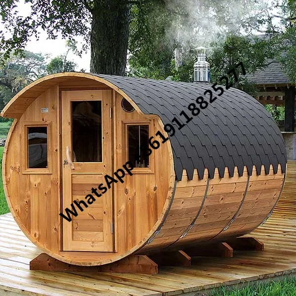 Barrel Sauna With Outside Wood Burner Tradition Sauna Rooms 2-4People Outdoor Wood