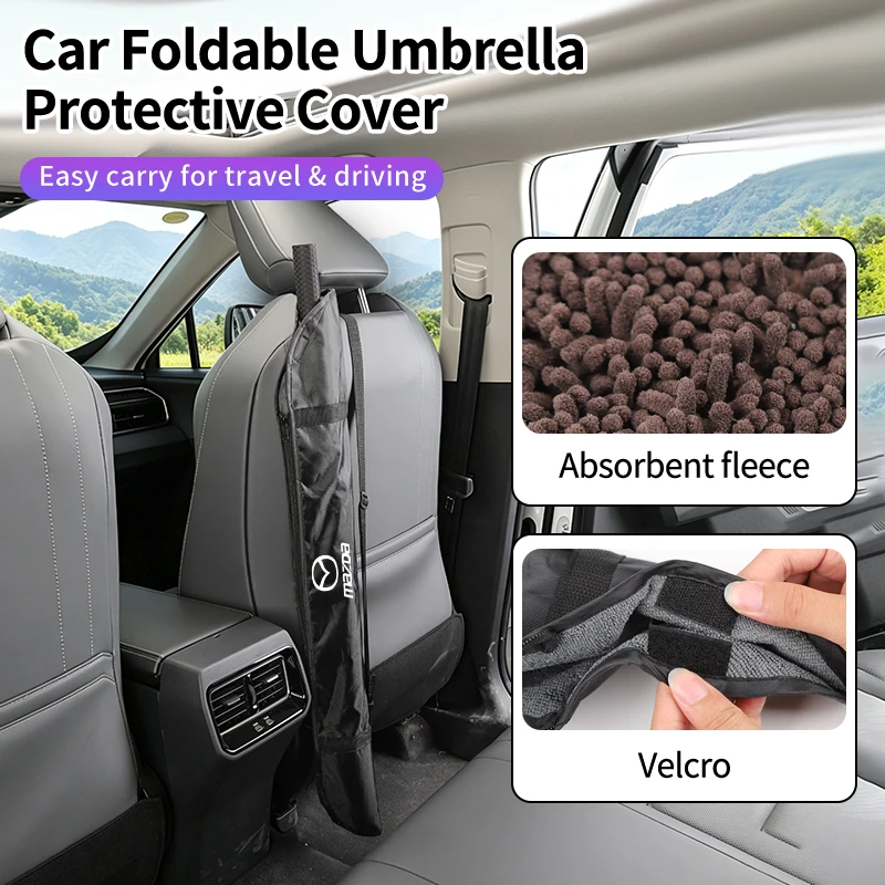 Car Umbrella Storage Bag Multi-Function Brolly Pouch Towel Interior For Mazda 3 6 2 5 Axela Atenza Demio CX3 CX5 MX3 MX5 Speed