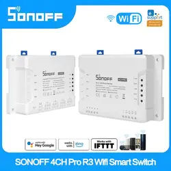 SONOFF 4CH PRO R3/4CH R3 Smart Switch WiFi Wireless Switch Module Voice Control Support Alexa Google EWeLink Smartthings Alice