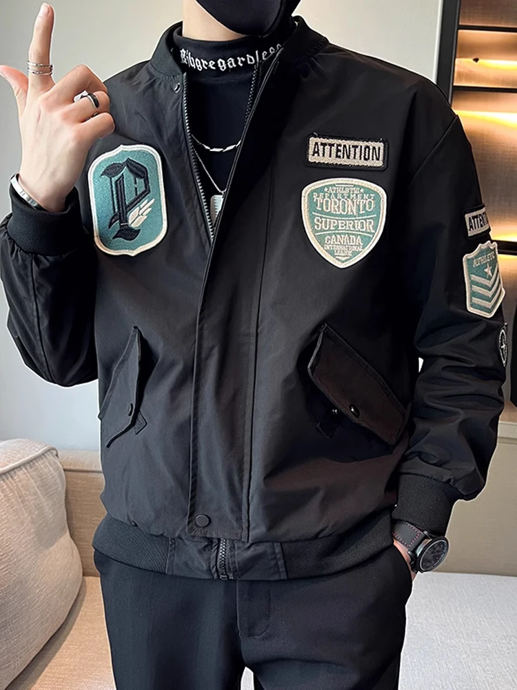 

Baseball Jaet Men's Casual Embroidered Sweatirt Versatile Outerwear Autumn Faionable Youth Polyester Blend Zipper Closure