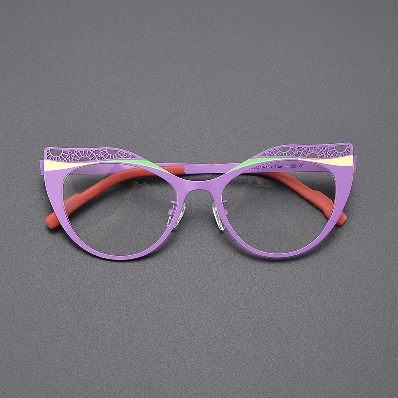 Color ultralight titanium niche glasses frame men's and women's fashion design cat-eye personality retro prescription myopia gla image 3