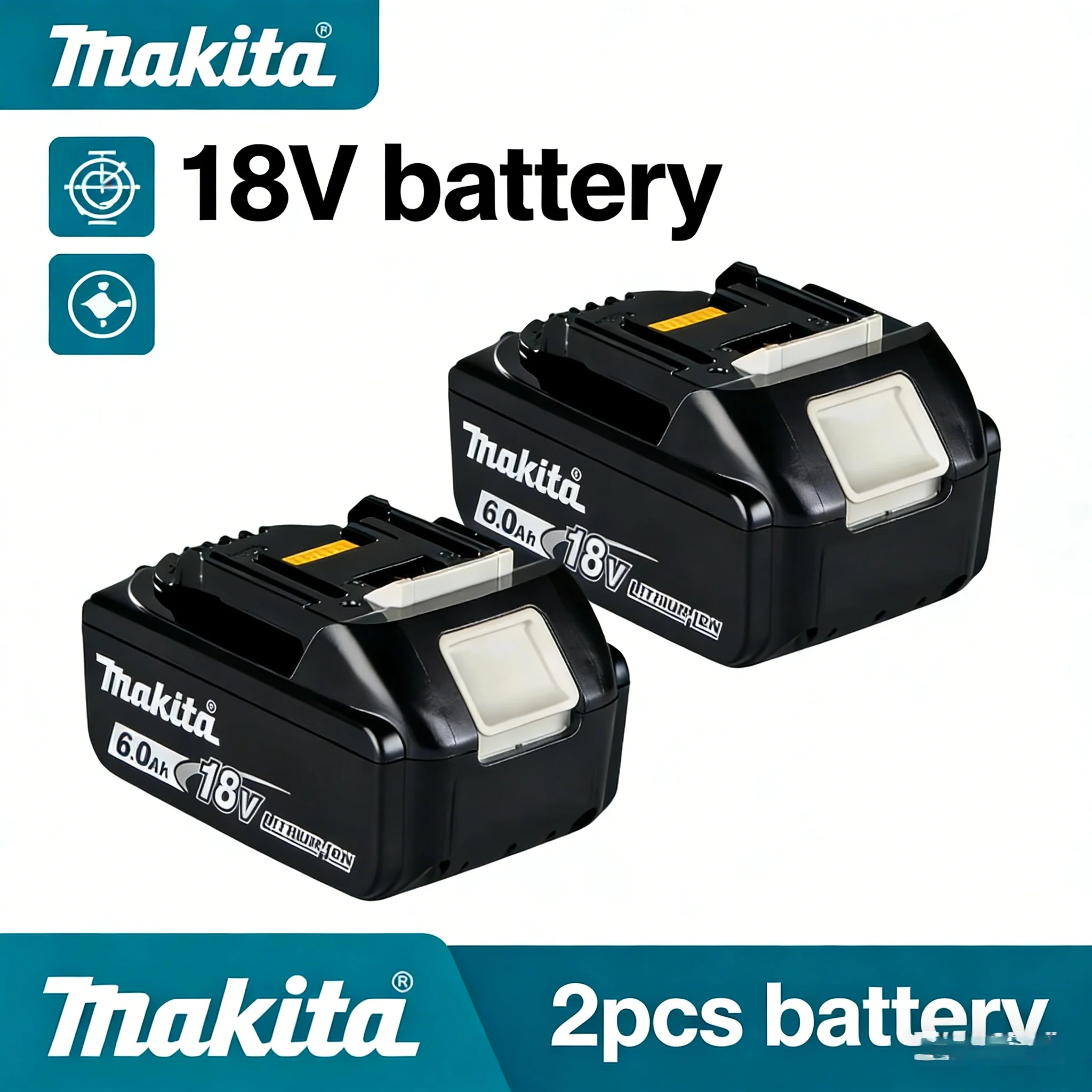 ☌ Batterie Makita 18V d'origine, batterie pour outils Makita 18V 6000mAh pour 6.0Ah LXT BL1860B BL1850B BL1840 BL1830 BL1815
