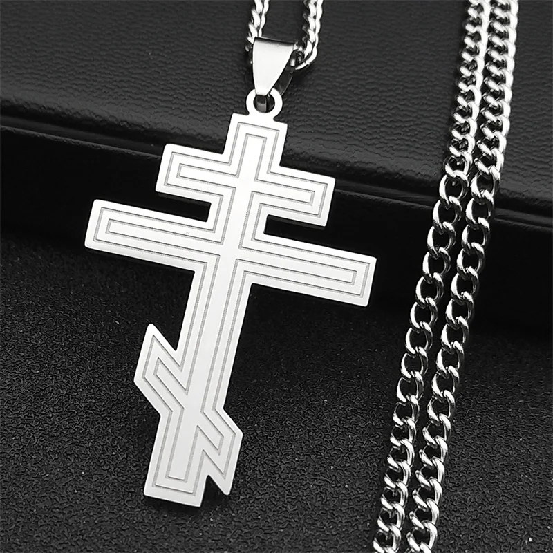 الهيب هوب الفولاذ المقاوم للصدأ الأرثوذكسية الصليب قلادة الإيمان المسيح تميمة قلادة القلائد الكلاسيكية الدينية بالجملة مجوهرات هدايا