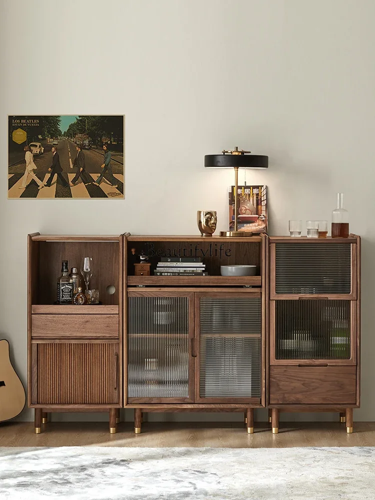 

01 Solid Wood Modern Minimalist Living Room Clothes Closet Bedroom Light Luxury Storage Sofa Storage Cabinet