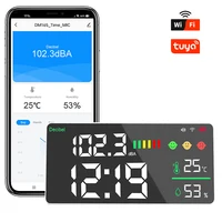 Dienmern DM165A WIFI Decibel Monitor Tuya conexión WIFI Sensor de temperatura/humedad/tiempo Detector de ruido con pantalla LED