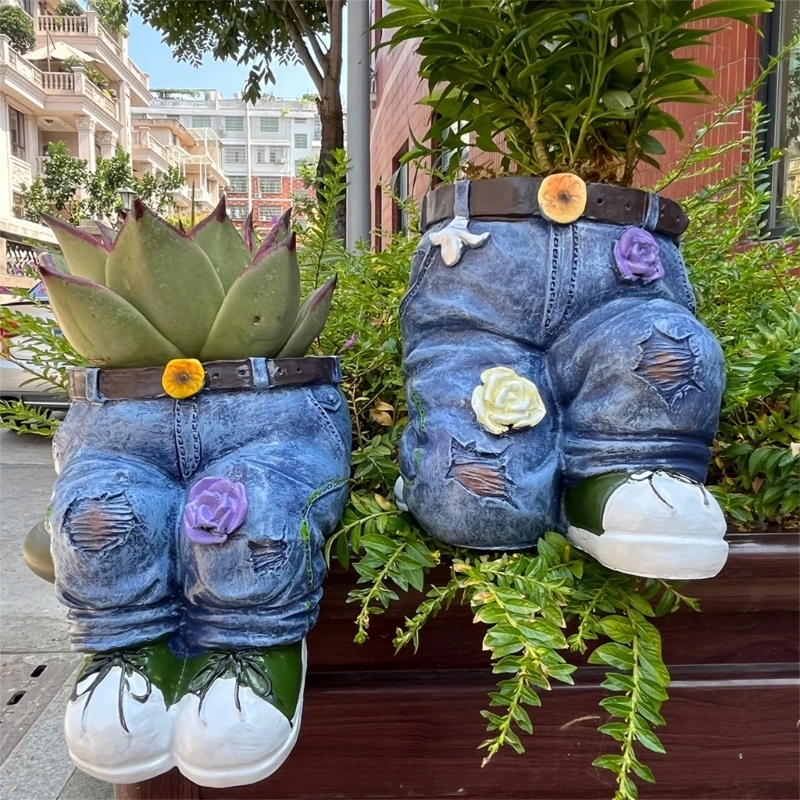 Jeans Pflanztöpfe Jeans Blumentöpfe Harz Blumen Sukkulenten Töpfe Pflanzgefäß Jeans