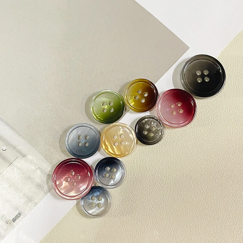 10pcs Gradient Color Resin 4 Holes Buttons Sewing Accessories DIY Clothing Coat Suit Sweater Button 15mm