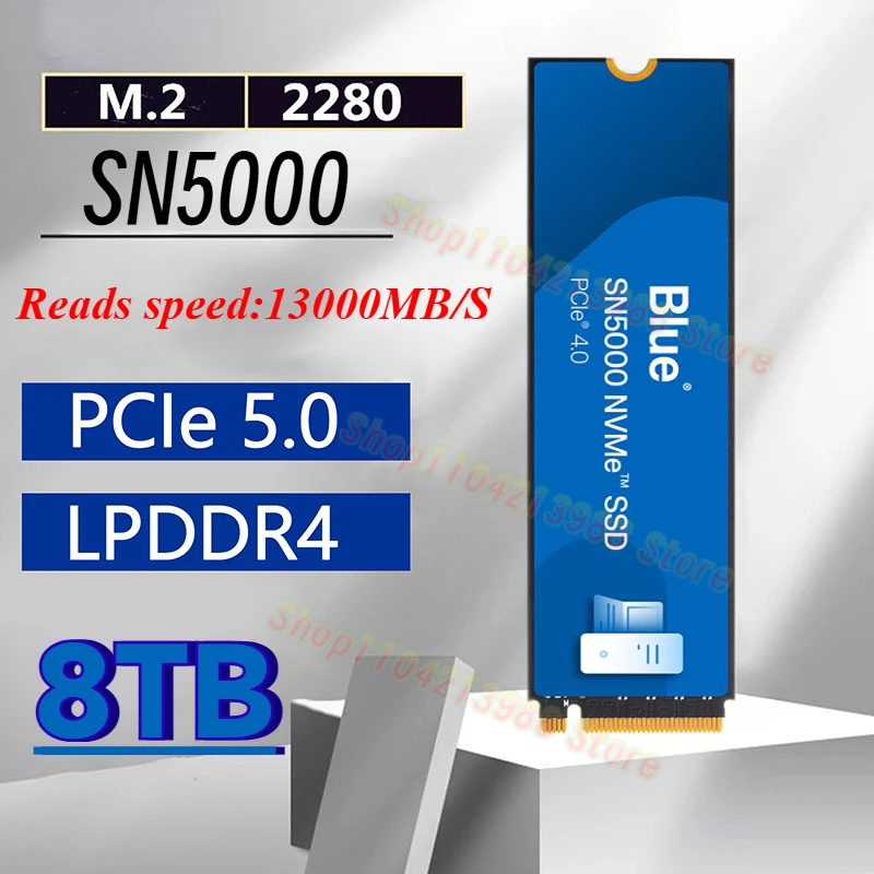 

4TB Ssd Solid State SN5000 Hard Drive Naff M.2 Ssd Nvme PCIE 4.0 Max Read 13000 Mb/s Gaming Internal Hard Disk For Pc Laptop