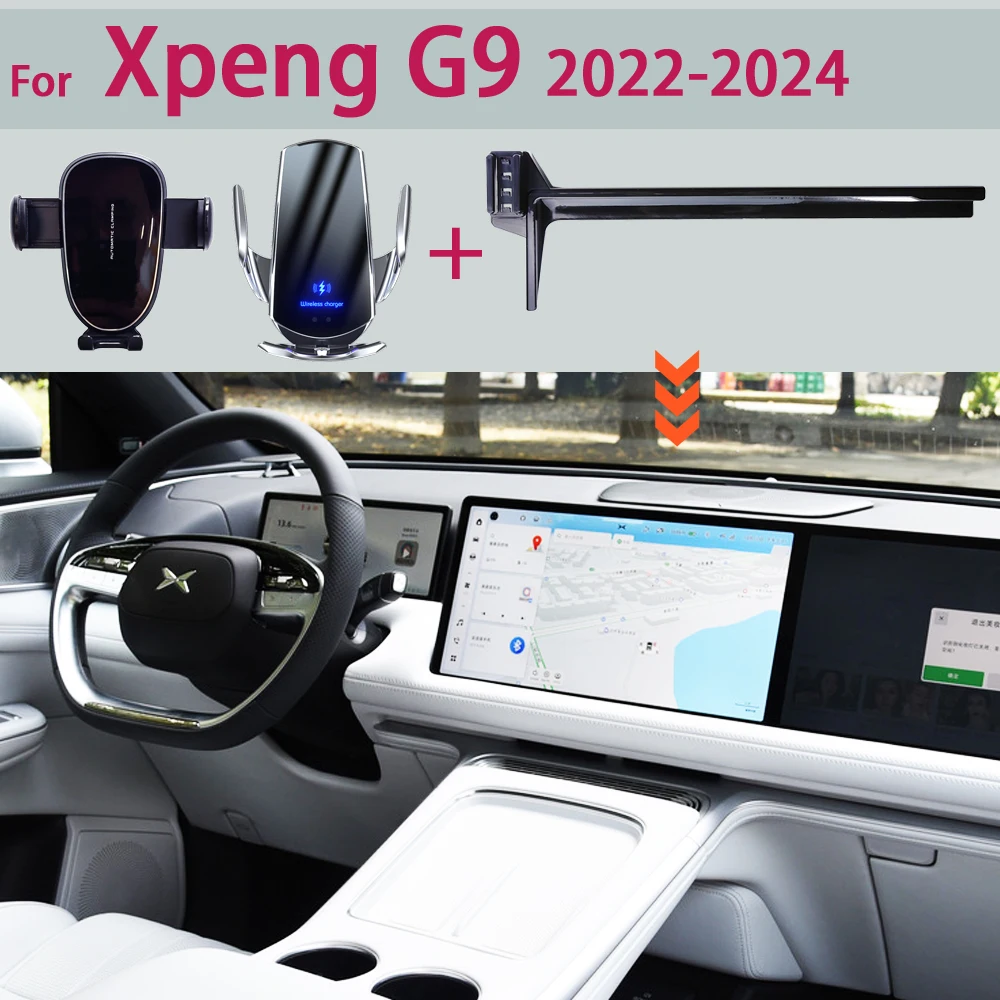 

Автомобильный держатель для телефона Xpeng G9 2023 2024, мультимедийный экран с фиксированным основанием, 15 Вт, подставка для быстрой беспроводной зарядки, автомобильные держатели