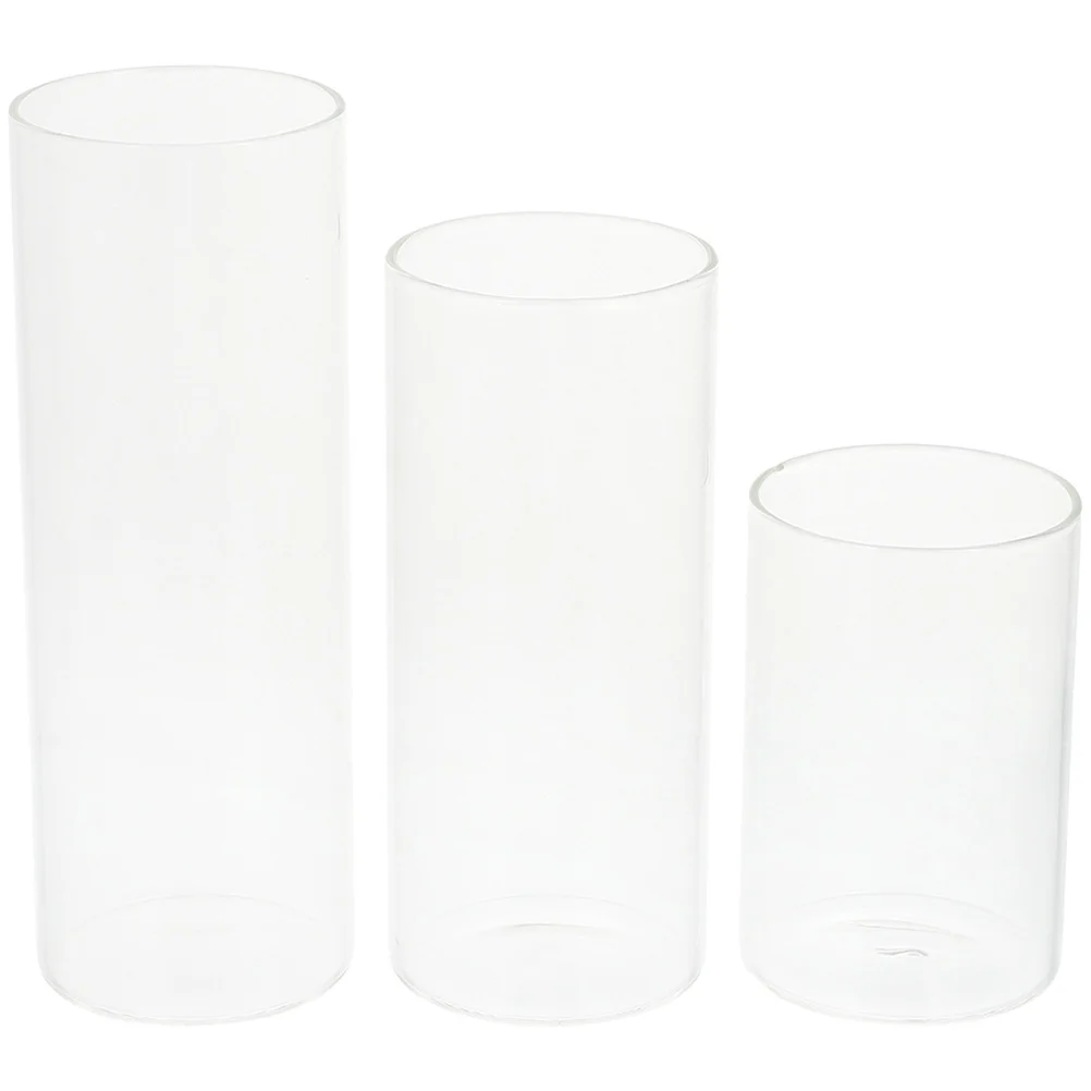 

3 Pcs Transparent Jar Lanterns Delicate Cup Decor Crystal Cylinder Holder Glass Desktop Candlestick Table Adornment