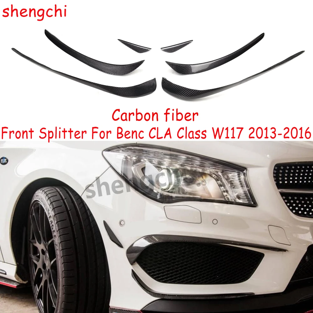 

W117 Carbon Fiber Front Splitter Air Canards Flap Lip for Mercedes Benz CLA Class W117 CLA200 CLA220 Sport Edition 2013-2016