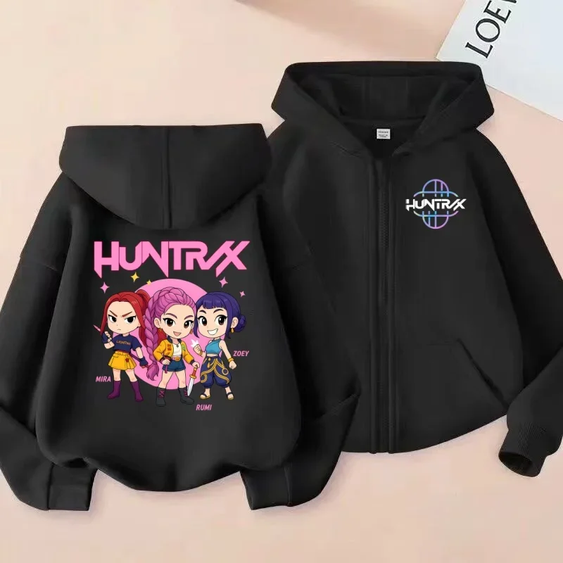 KPOP شيطان الصيادين Huntrix Q-الإصدار مجموعة ثلاثة أشخاص مطبوعة للأطفال سستة قميص سترة عصرية لطيف على الطراز الكوري #4