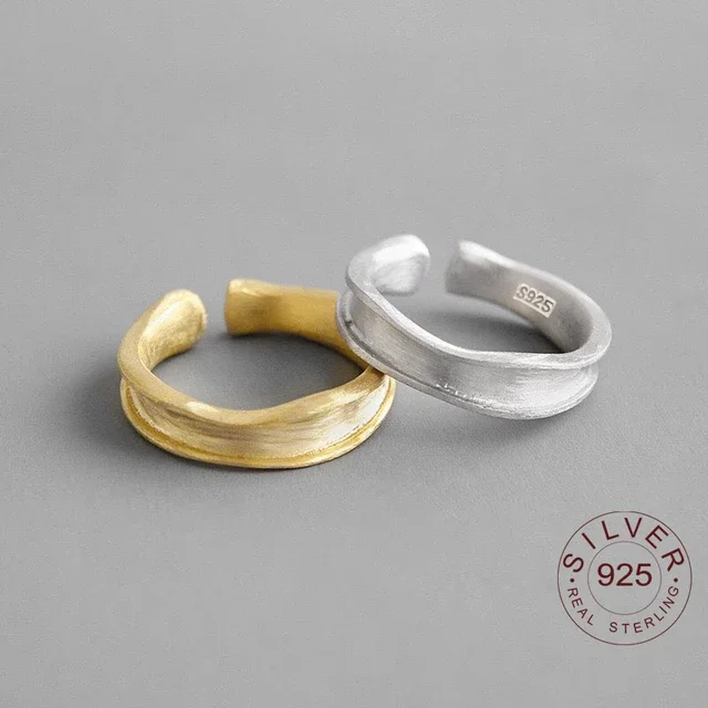 Silver Color European and American jewelry simple irregular concave-convex ring fashion tide flow open ring