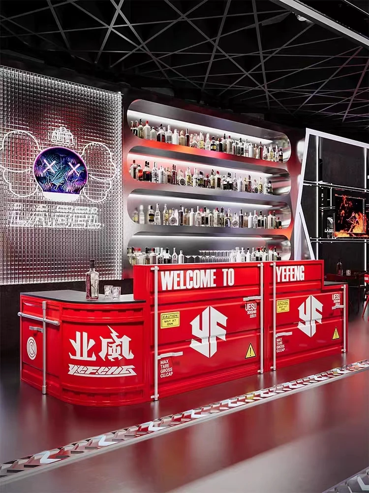 Bar checkout bar Milk Tea shop Industrial wind Container Creative Barbecue shop Gym Retro Reception Reception desk