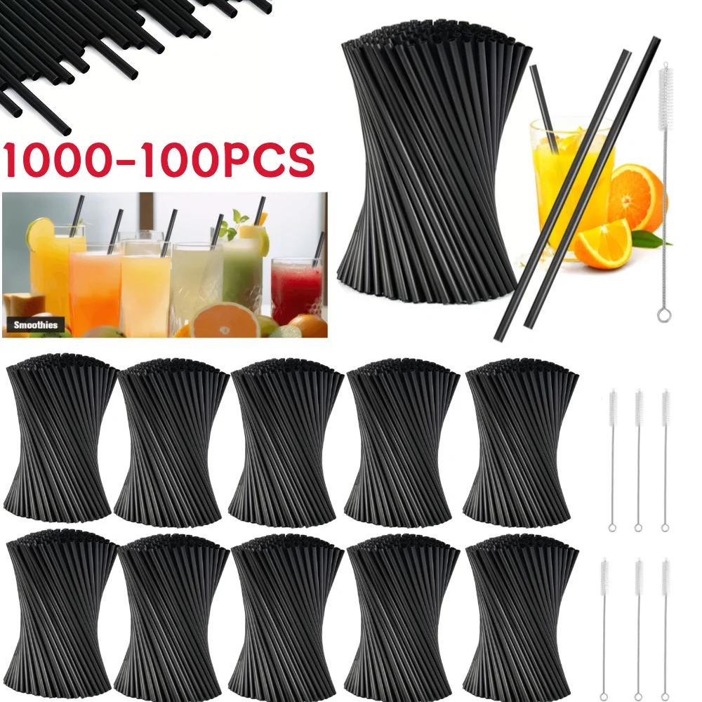 

1000-100 шт. черные трубочки для питья с соломинкой, коктейльная соломинка, многоразовая гибкая пластиковая соломинка, принадлежности для свадебной вечеринки, соломинка