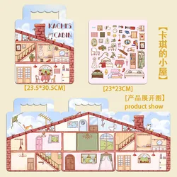 44PCS Kaqi's Cabin Warm and Quiet Sticker Book Creative Scene Collage Material Puzzle DIY Handbook Stickers