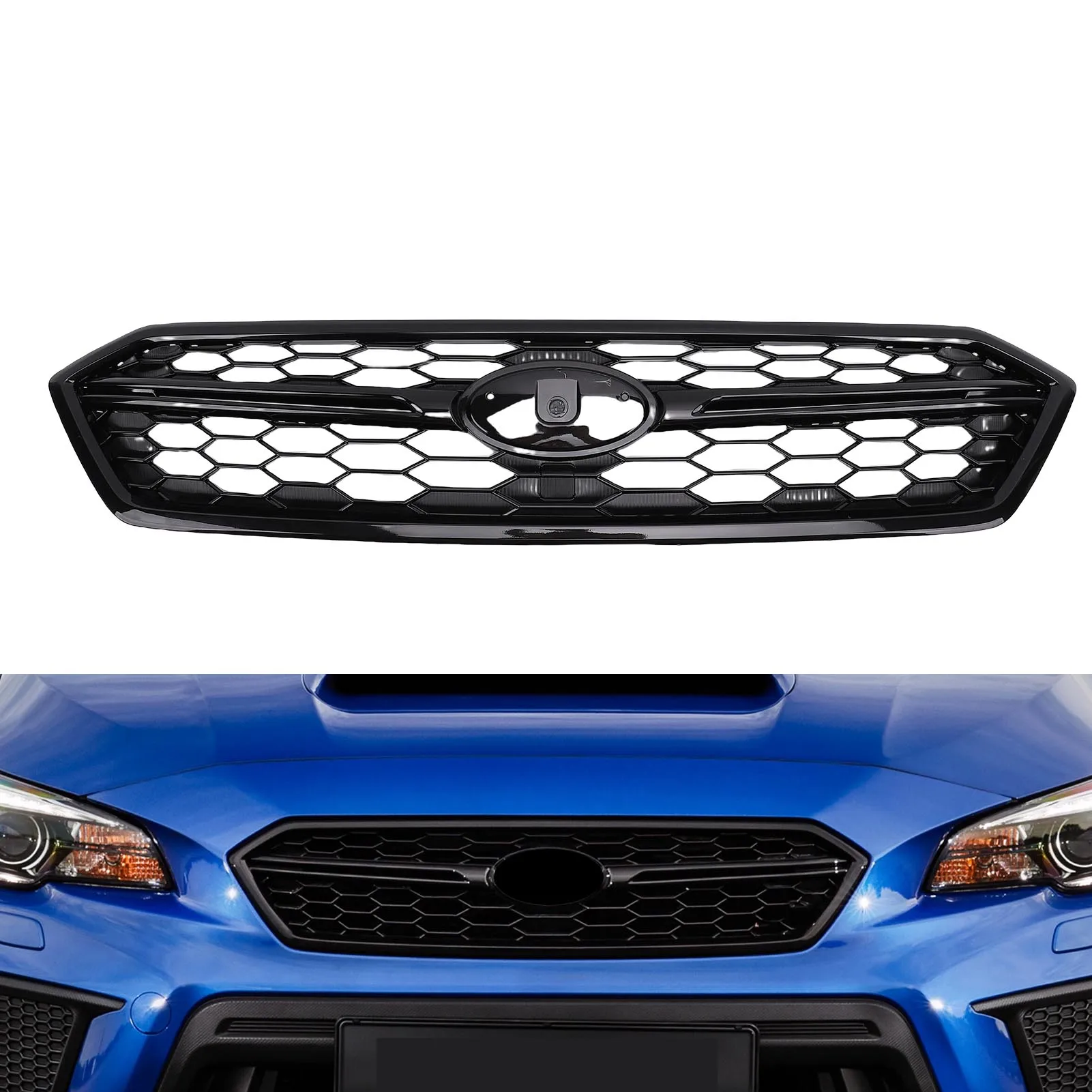

Car Mesh Front Bumper Upper Grille 91121VA150 Bumper Upper Hood Grill Replacement for Subaru WRX STI 2018-2021 Glossy Black